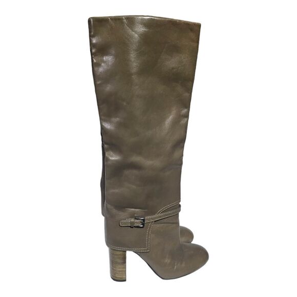 TORY BURCH Faye Olive Leather Knee High Boots - Size 6 1/2 - Picture 1 of 11